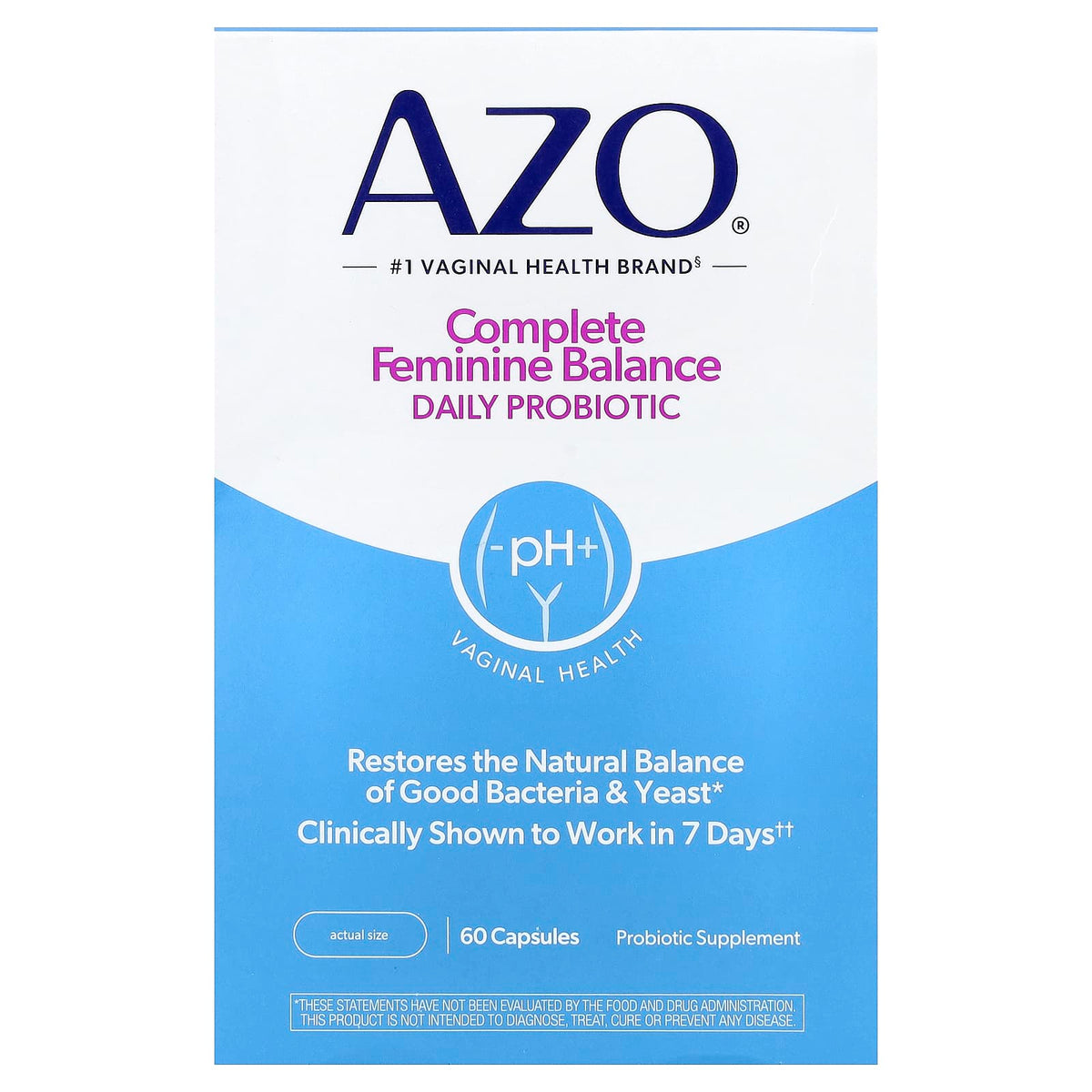 AZO Complete Feminine Balance Daily Probiotic, 60 Capsules