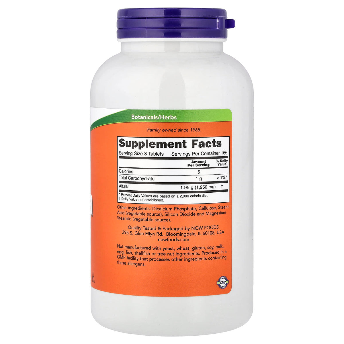 NOW Foods Alfalfa, 650 mg, 500 Tablets - view 2