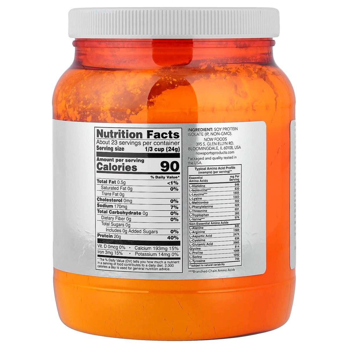 NOW Foods Sports Soy Protein Isolate Pure Unflavoured 544 g (1.2 lb) — alternate product view