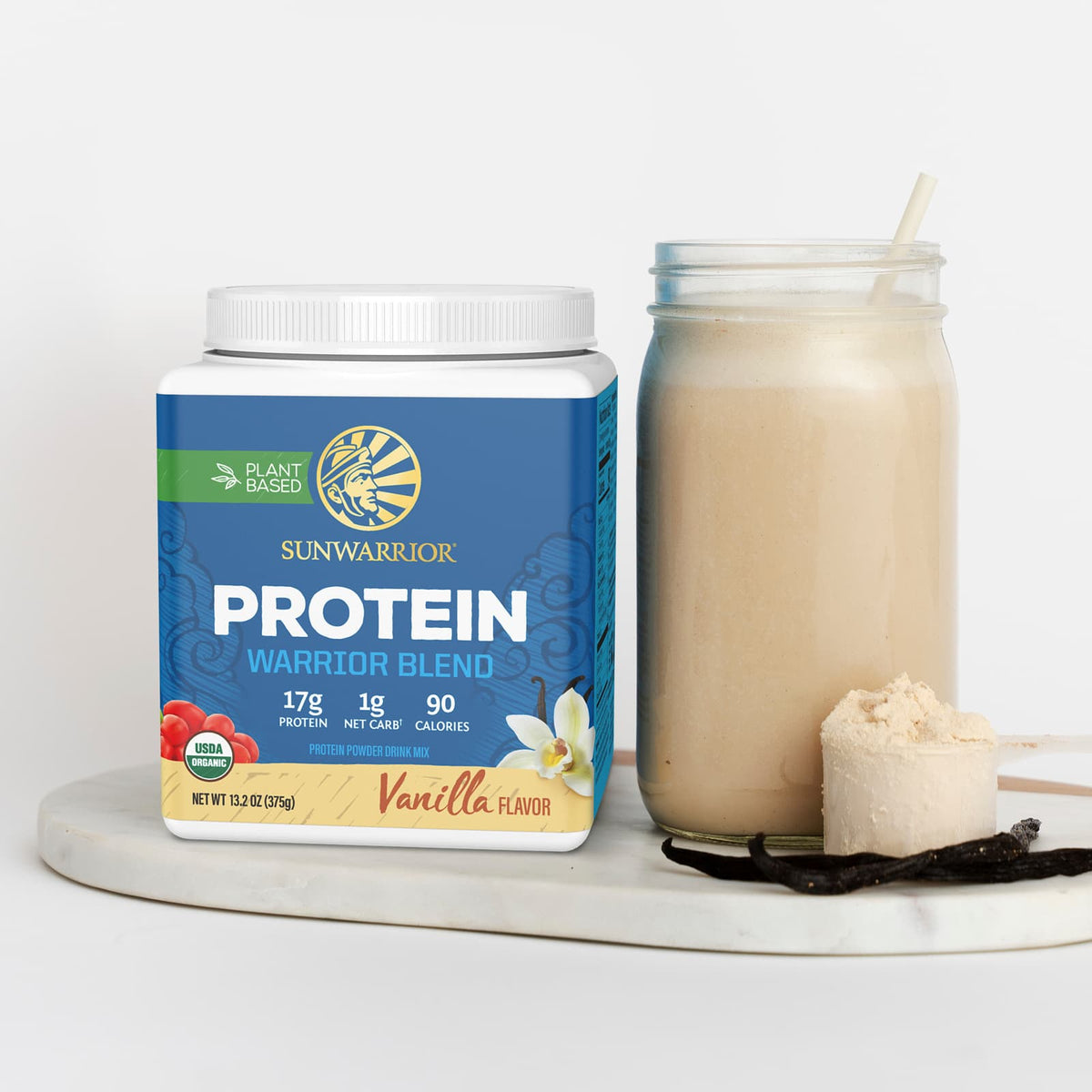 Sunwarrior Warrior Blend Protein, Vanilla, 375 g (13.2 oz) - view 6