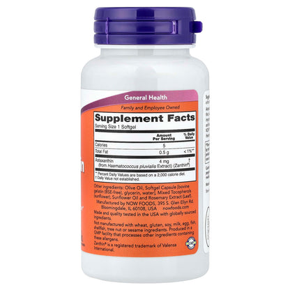 NOW Foods Astaxanthin 4 mg, 90 Softgels - view 2