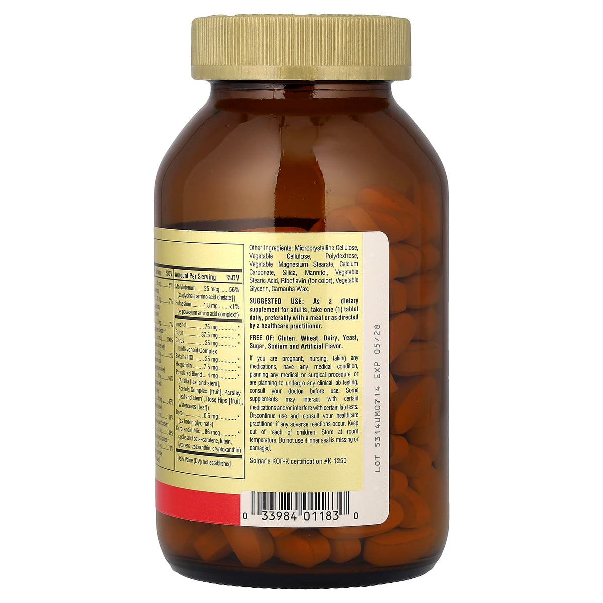 Solgar Formula V VM-75 Multiple Vitamins with Chelated Minerals, 180 Tablets - view 3