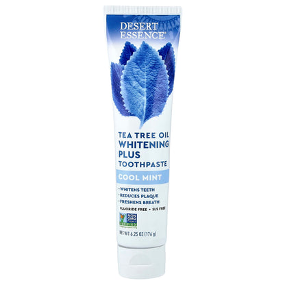 Desert Essence Tea Tree Oil Whitening Plus Toothpaste, Cool Mint, 176 g