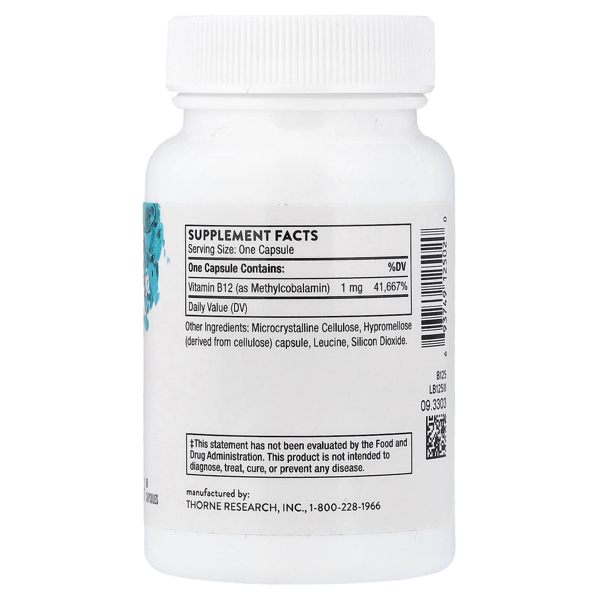 Thorne Vitamin B12 (Methylcobalamin) 1 mg, 60 Capsules — alternate product view