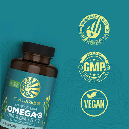 Sunwarrior Premium Omega-3 DHA/EPA + 6, 7, 9 with Chlorophyll, 60 Vegan Softgels - view 3