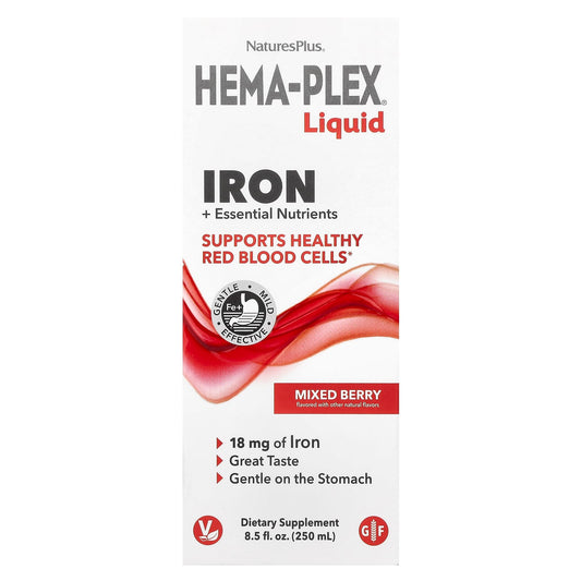 NaturesPlus Hema-Plex Liquid Iron, Mixed Berry, 250 ml (8.5 fl oz)