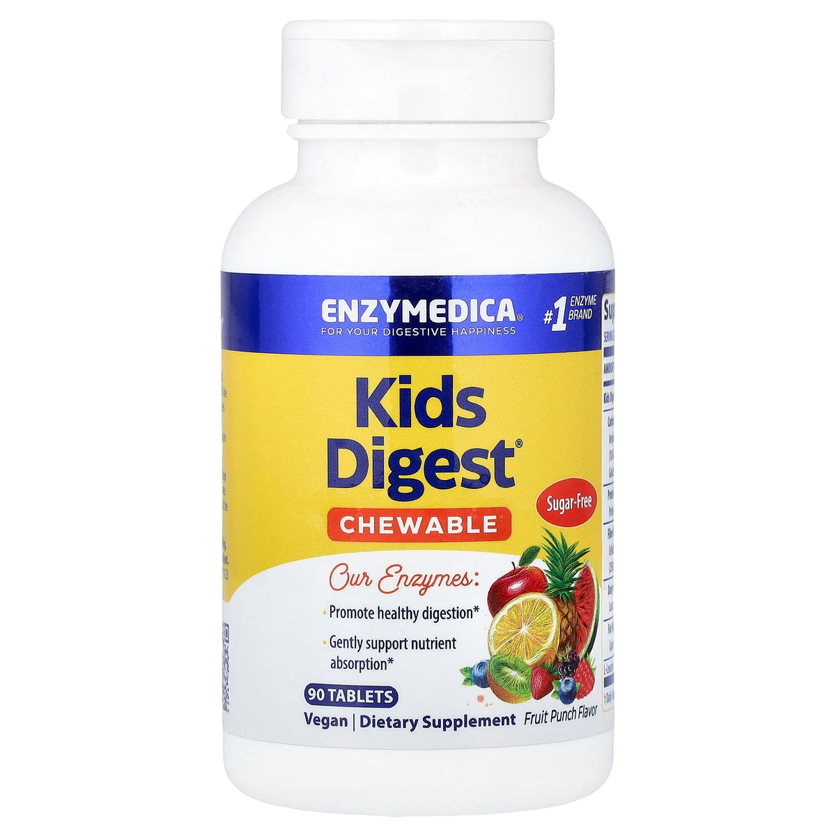 Enzymedica Kids Digest Chewable, Sugar Free, Fruit Punch, 90 Tablets