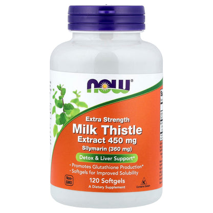 NOW Foods Milk Thistle Extract, 450 mg, 120 Softgels