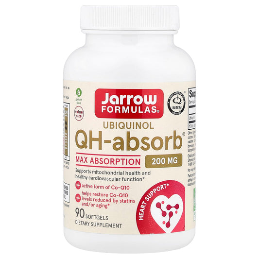 Jarrow Formulas Ubiquinol QH-Absorb, Max Absorption, 200 mg, 90 Softgels