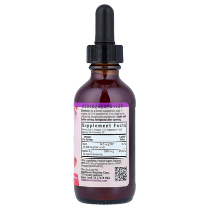 Bluebonnet Nutrition Liquid Vitamin B-12 & Folic Acid, Raspberry, 59 ml - view 2