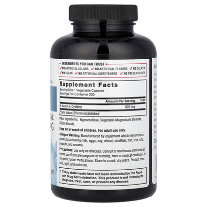 Force Factor Fundamentals NAC N-Acetyl-L-Cysteine, 600 mg, 200 Veg Capsules - view 2