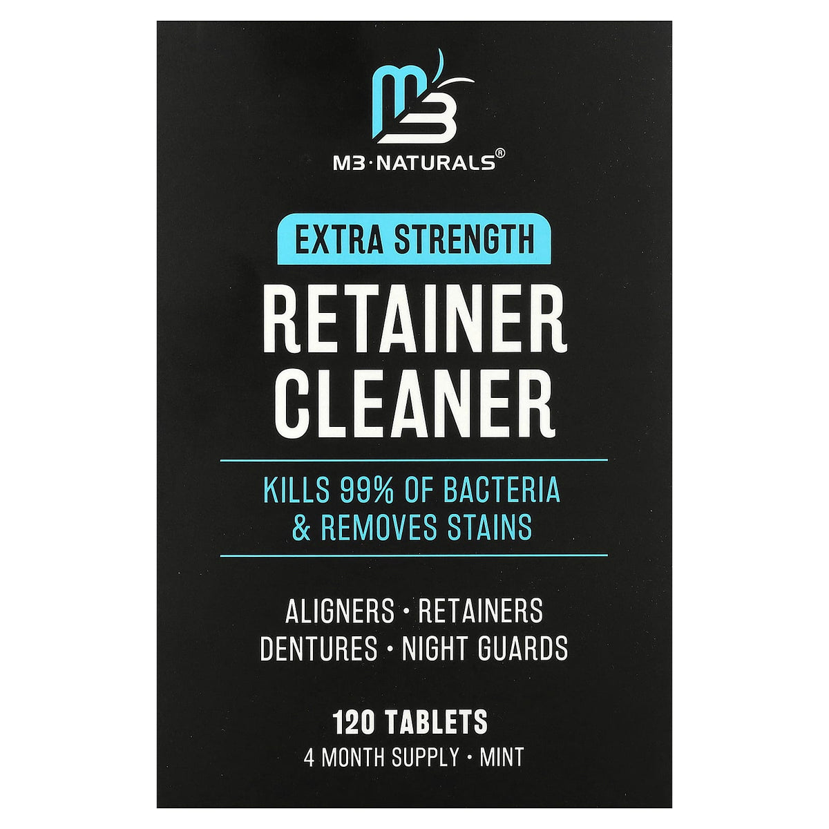 M3 Naturals Retainer Cleaner, Mint, 120 Tablets
