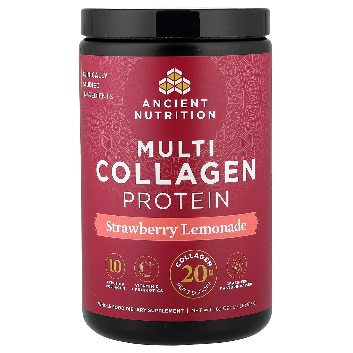 Ancient Nutrition Multi Collagen Protein Strawberry Lemonade 513 g (1.13 lb)