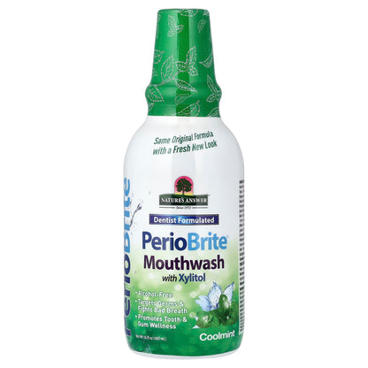 Nature's Answer PerioBrite Mouthwash with Xylitol, Coolmint, 480 ml (16 fl oz)