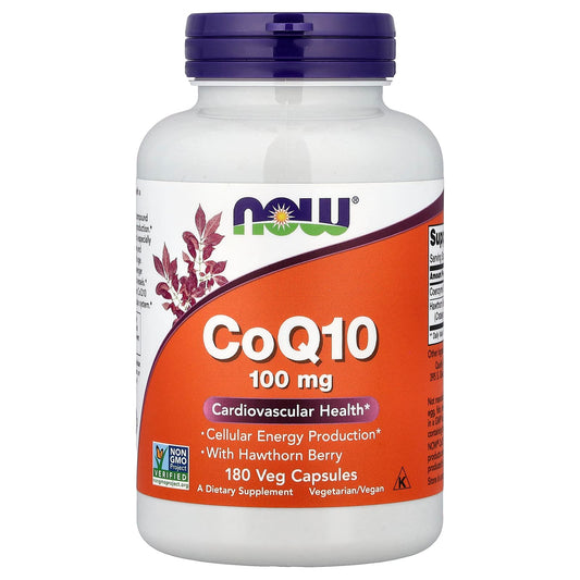 NOW Foods CoQ10 With Hawthorn Berry, 180 Veg Capsules