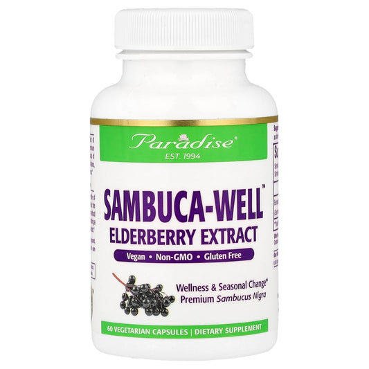 Paradise Herbs Sambuca-Well European Elderberry, 60 Veg Capsules