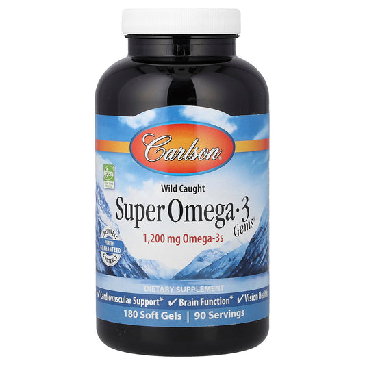 Carlson Wild Caught Super Omega-3 Gems, 180 Soft Gels