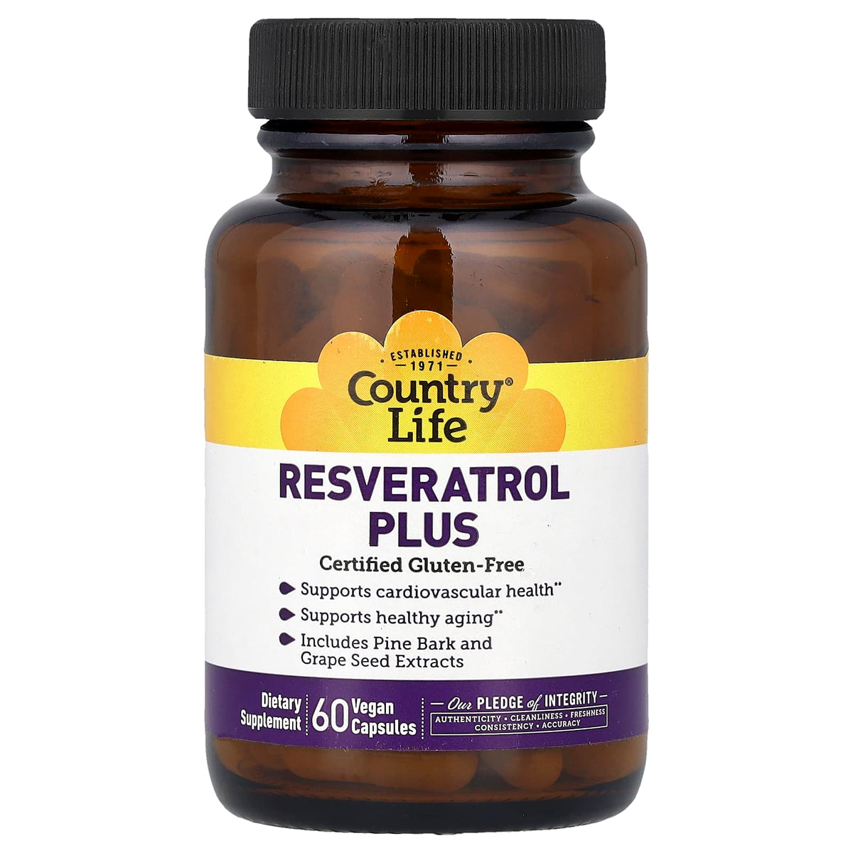 Country Life Resveratrol Plus, 60 Vegan Capsules