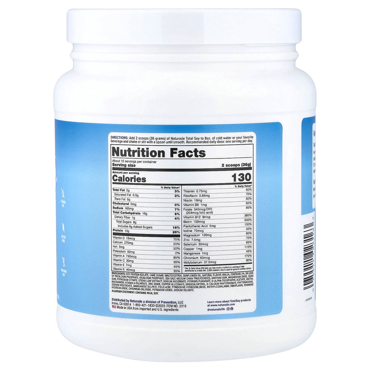 Naturade Total Soy Meal Replacement, Vanilla, 540 g (1.2 lb) - view 2