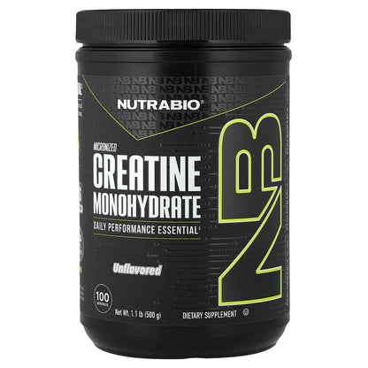 NutraBio Micronized Creatine Monohydrate, Unflavored, 500 g (1.1 lb)