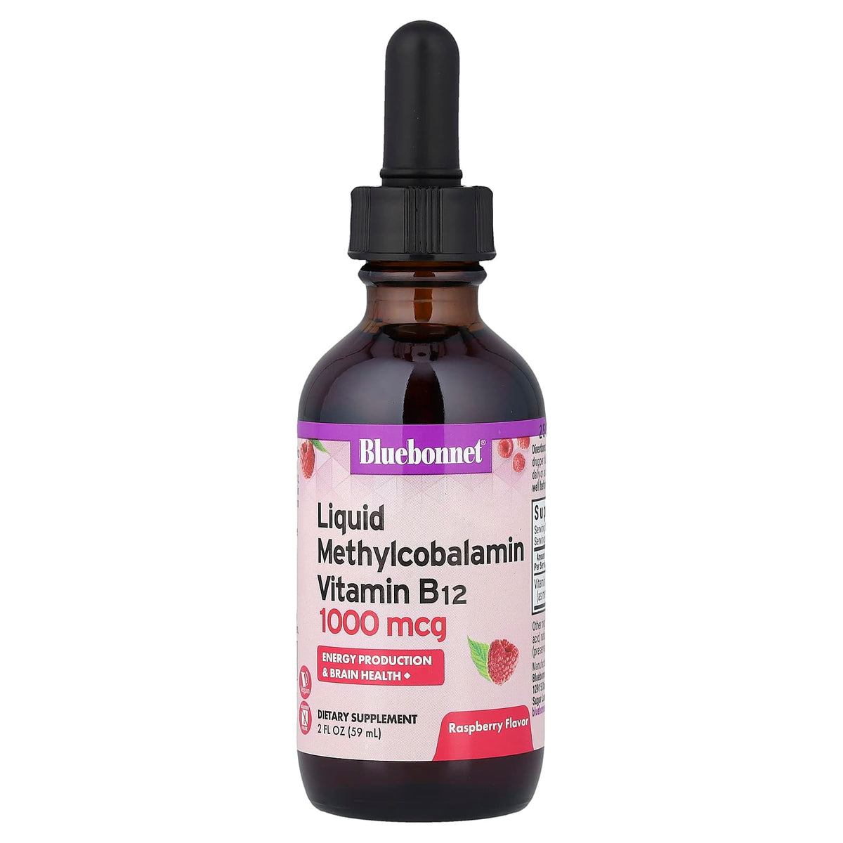 Bluebonnet Nutrition Liquid Methylcobalamin Vitamin B12, Raspberry, 59 ml (2 fl oz) — product view