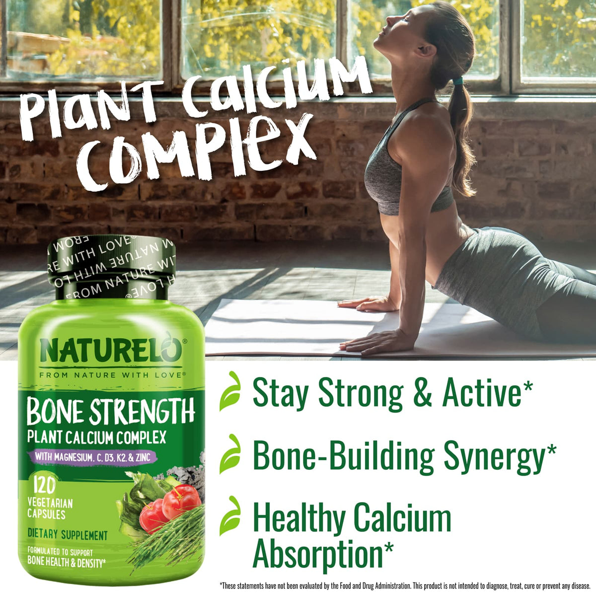 Naturelo Bone Strength Plant Calcium Complex, 120 Vegetarian Capsules - view 3