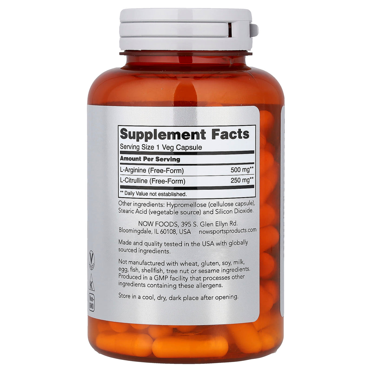 NOW Foods Sports Arginine & Citrulline, 120 Veg Capsules — alternate product view