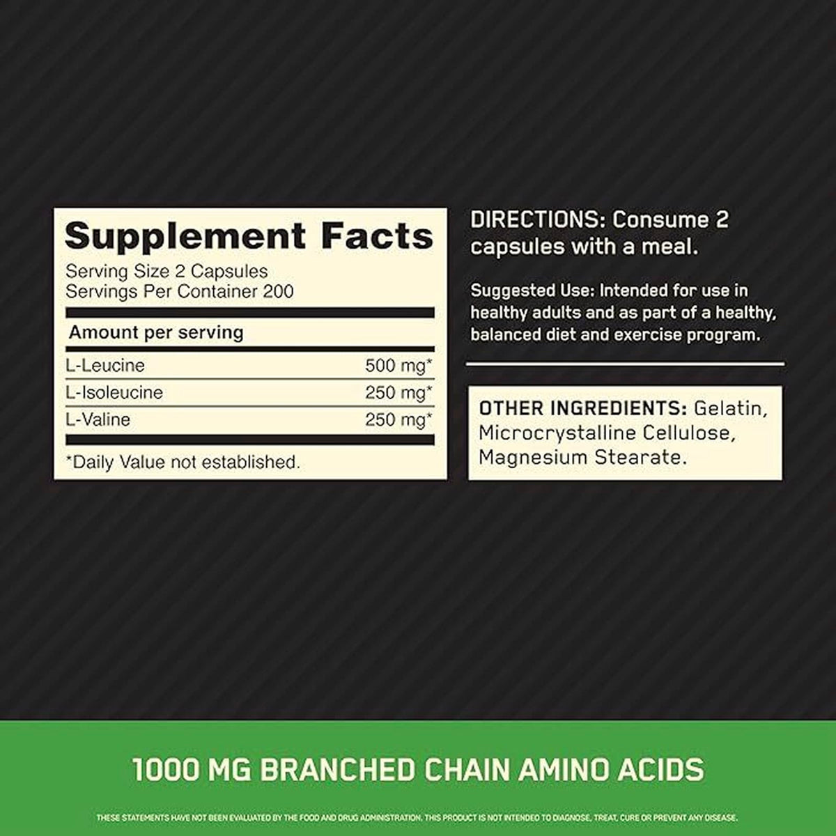 Optimum Nutrition BCAA 1000, 400 Capsules - view 3
