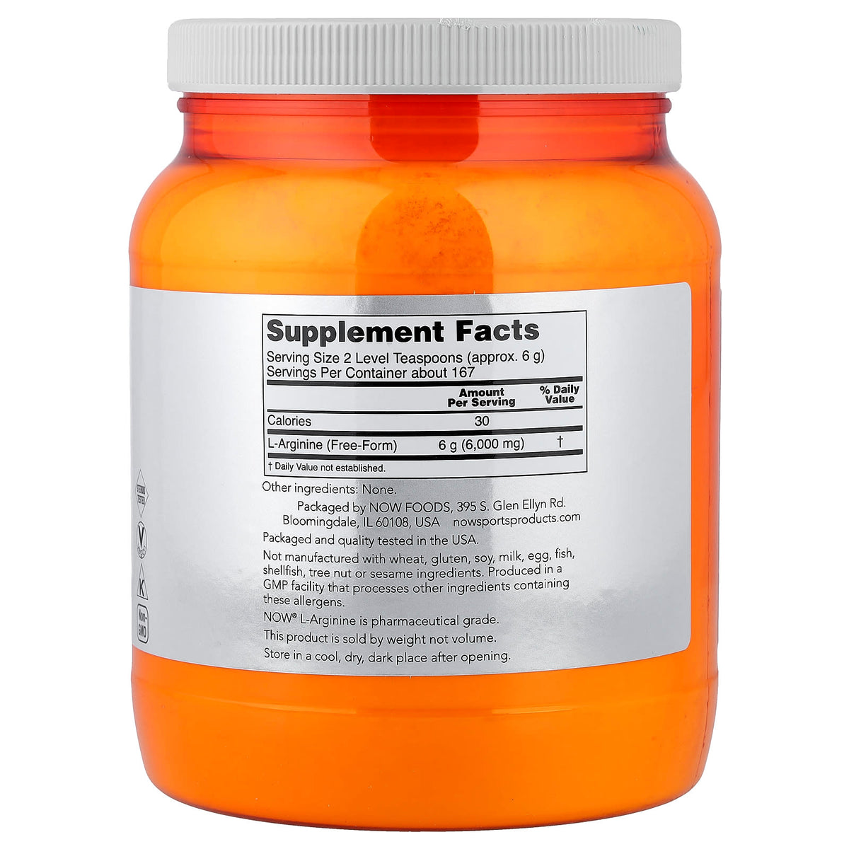 NOW Foods Sports L-Arginine Powder, 1 kg (2.2 lb) — alternate product view