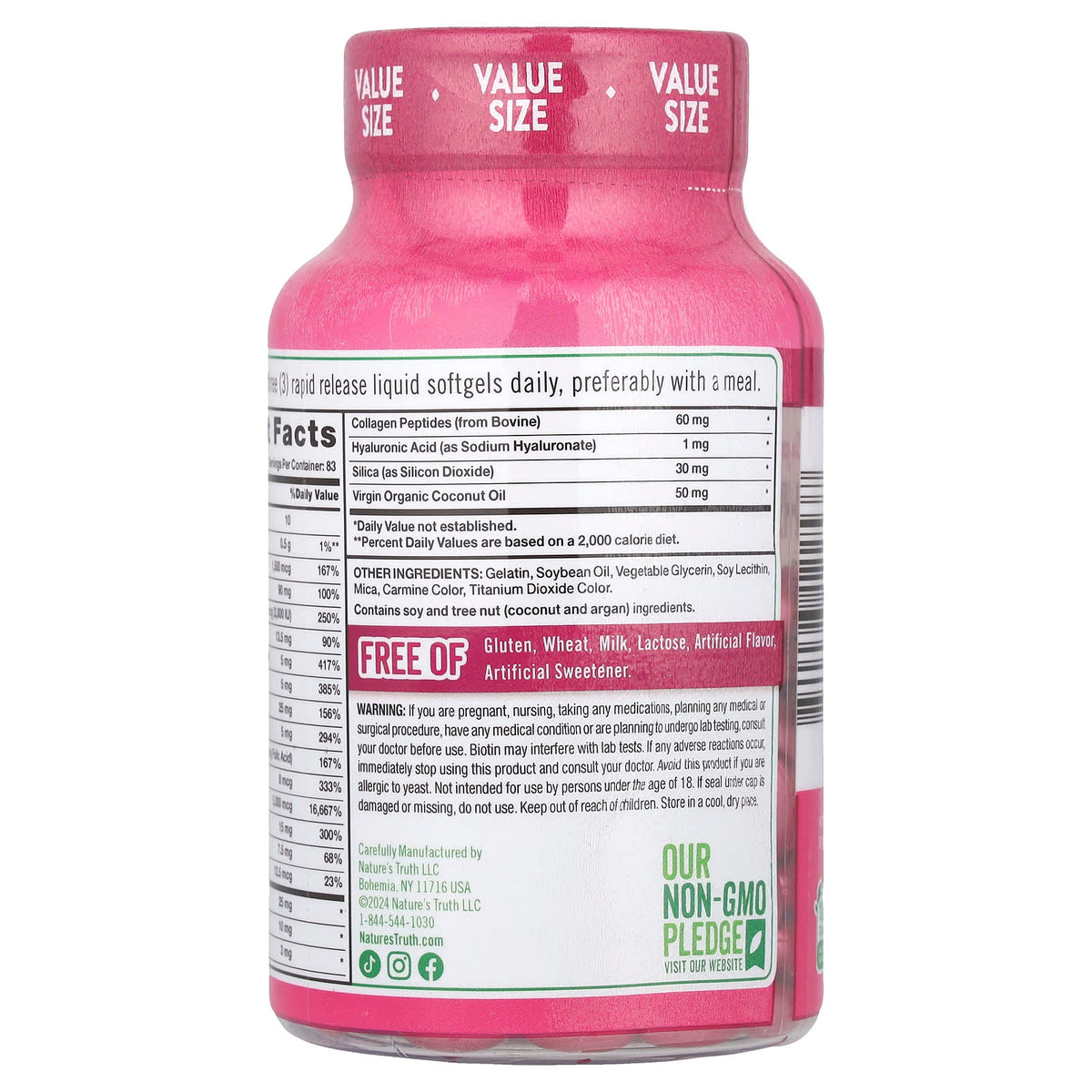 Nature's Truth Hair, Skin & Nails with Biotin, Superior Strength, 250 Softgels - view 3