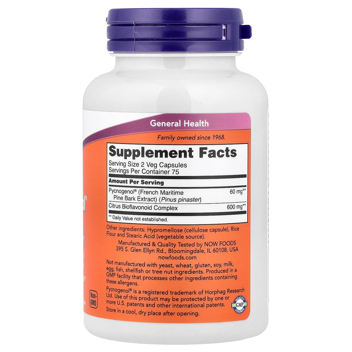 NOW Foods Pycnogenol with Bioflavonoids, 150 Veg Capsules - view 2