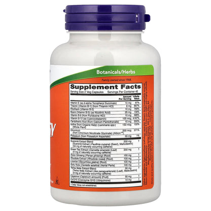 NOW Foods Energy, 90 Veg Capsules - view 2