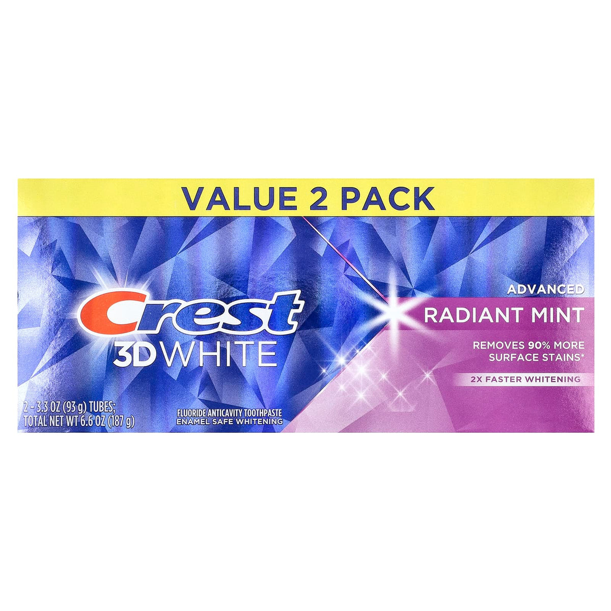 Crest 3D White Advanced Toothpaste, Radiant Mint, 2 Pack, 93 g Each - view 2