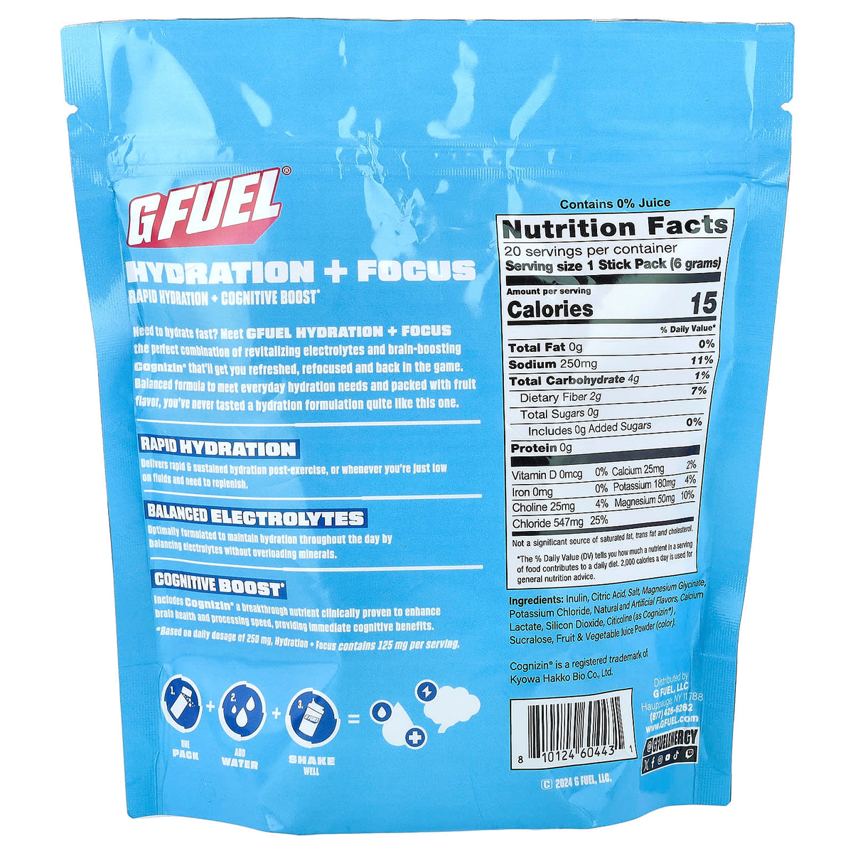 G FUEL Hydration + Focus Electrolyte Mix, Strawberry Splash, 20 Sticks - view 2