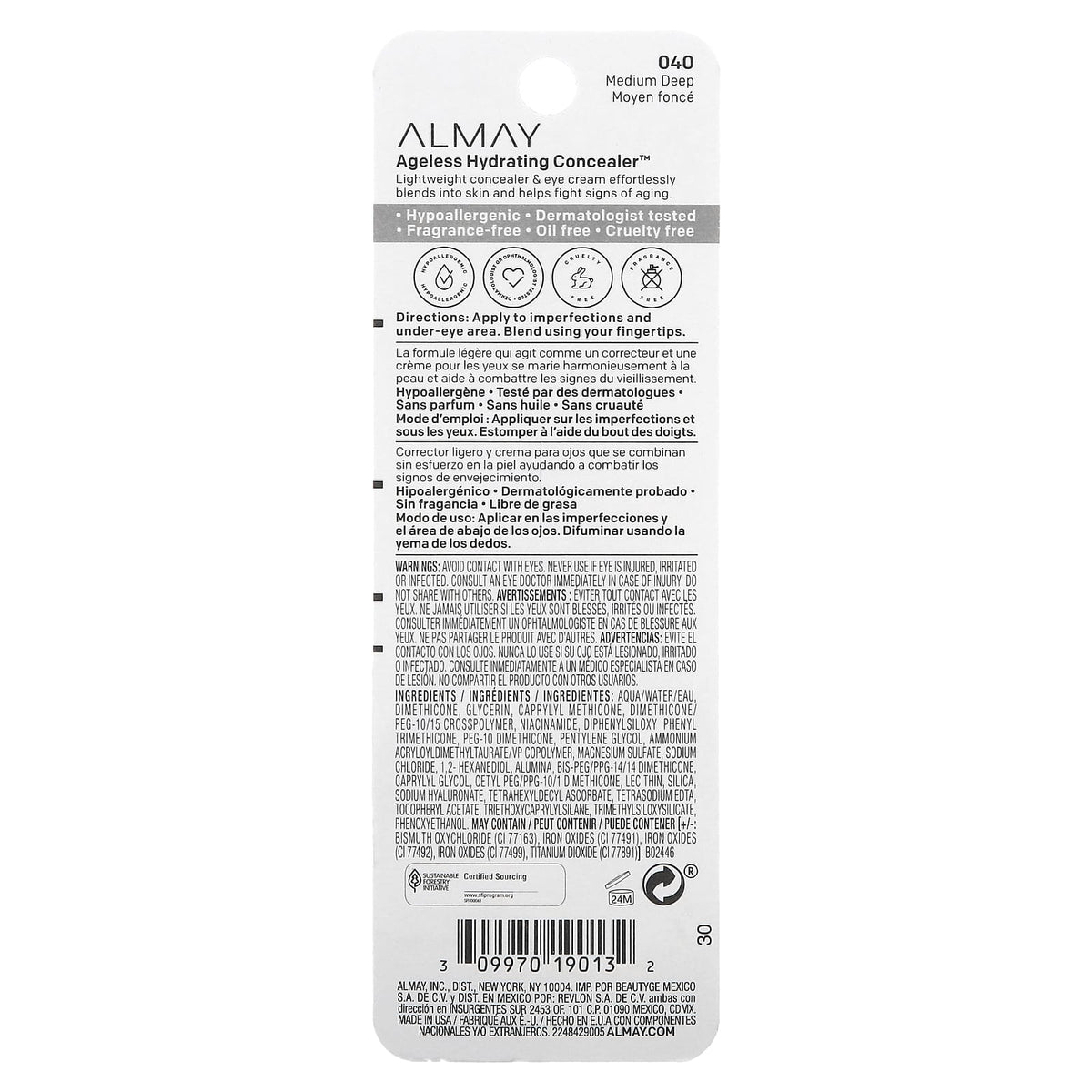 Almay Ageless Hydrating Concealer, 040 Medium Deep, 11 ml (0.37 fl oz) - view 3