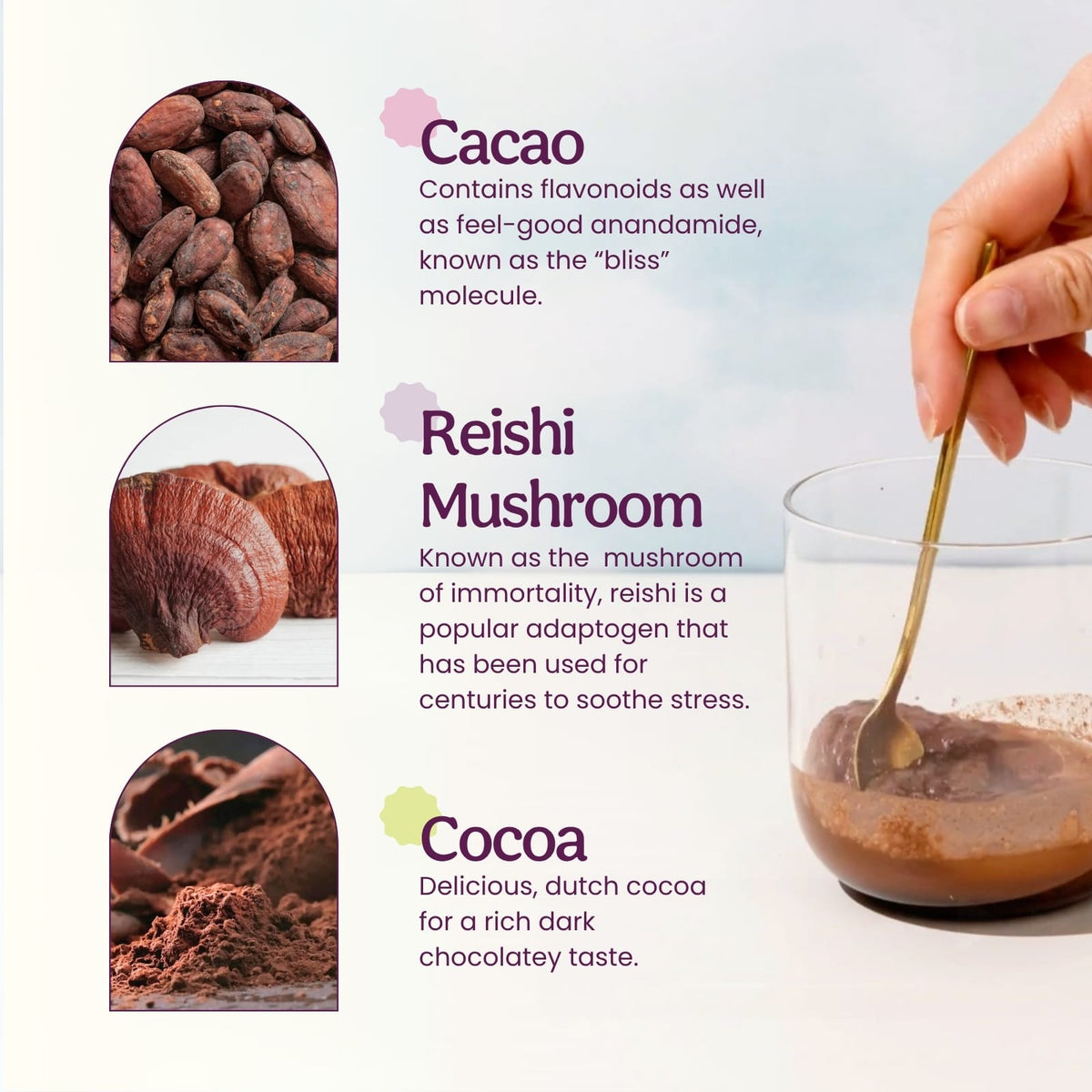 Blume Superfood Latte, Reishi Hot Cacao, 4.4 oz (125 g) - view 4