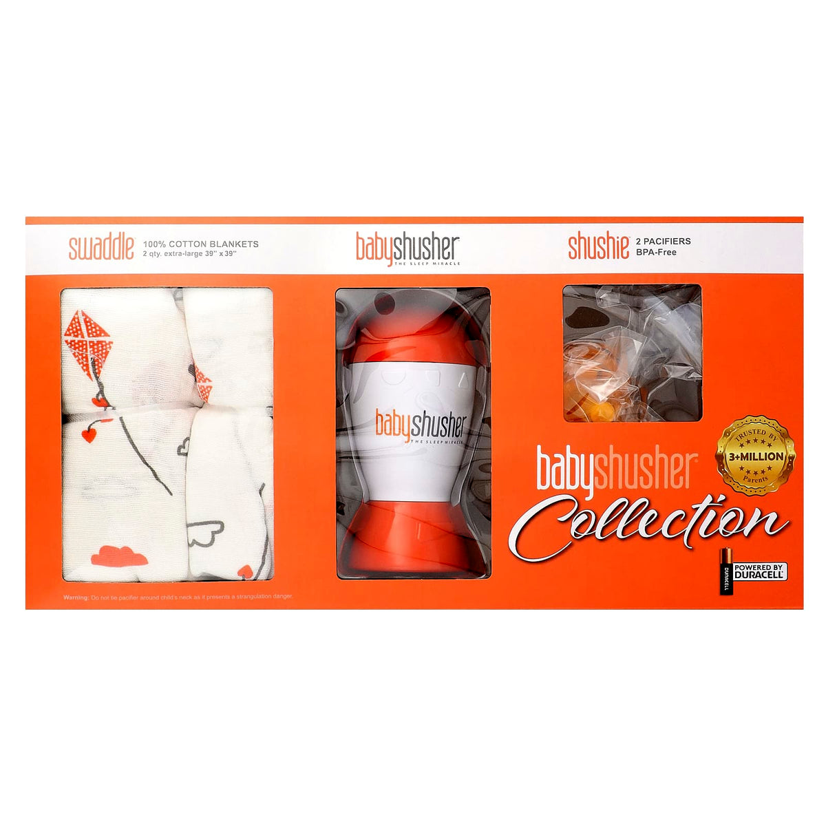 Baby Shusher Collection, Shusher Device, 2 Swaddles and 2 Dummies, 5 Piece