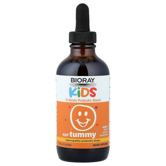 Bioray Kids NDF Tummy 11-Strain Probiotic Blend, Raspberry, 118 ml (4 fl oz)