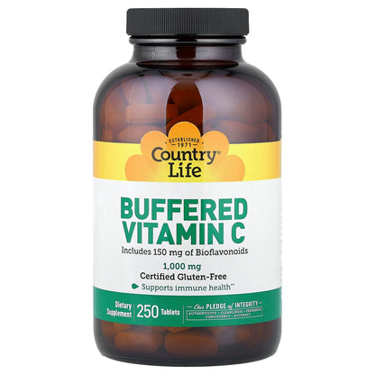 Country Life Buffered Vitamin C, 1,000 mg, 250 Tablets