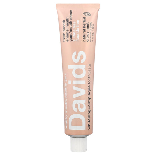 Davids Whitening + Antiplaque Toothpaste, Natural Herbal Citrus Mint, 149 g
