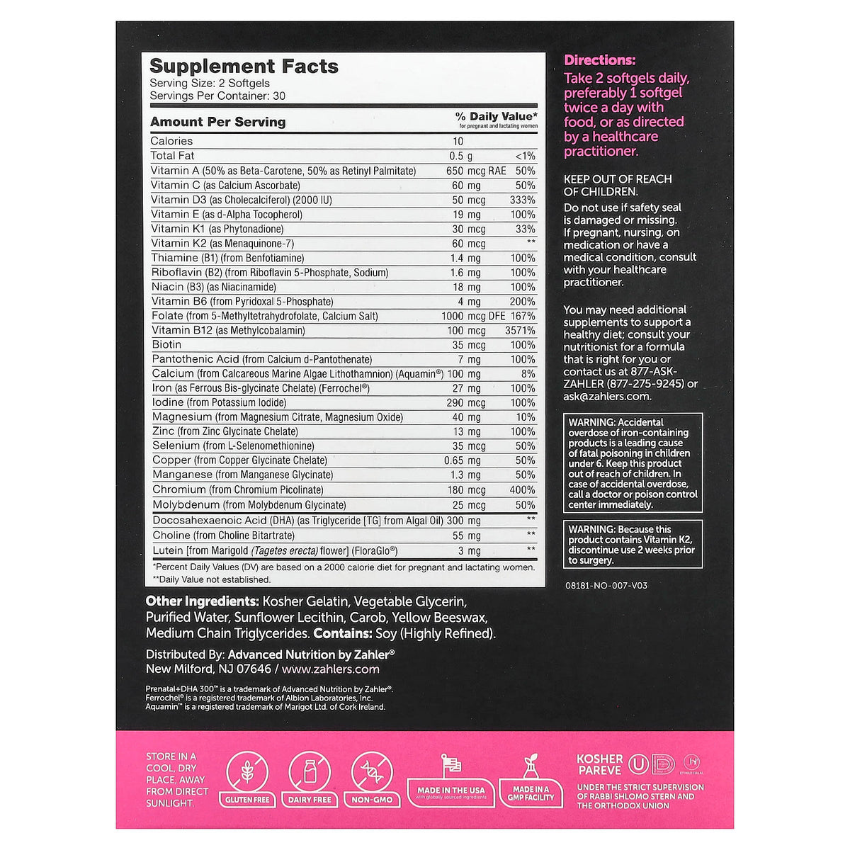 Zahler Prenatal + DHA 300, 180 Softgels - view 2