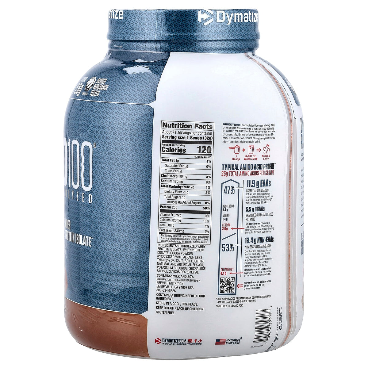 Dymatize ISO100 Hydrolyzed Whey Protein Isolate Gourmet Chocolate 2.3 kg (5 lb) — alternate product view