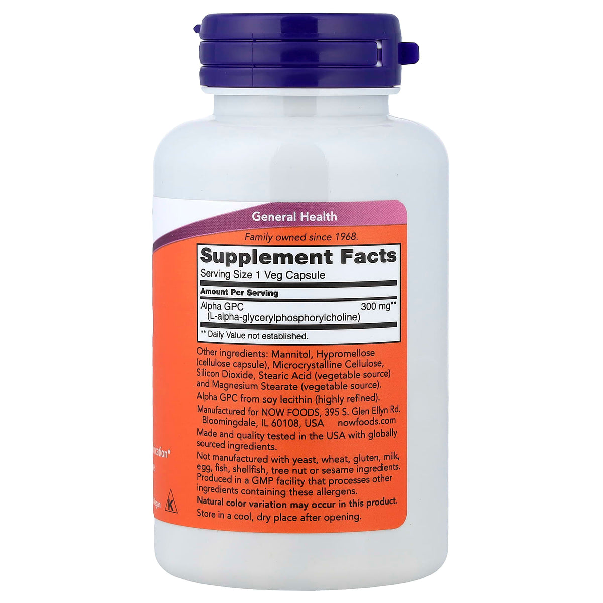 NOW Foods Alpha GPC 300 mg, 60 Veg Capsules — alternate product view