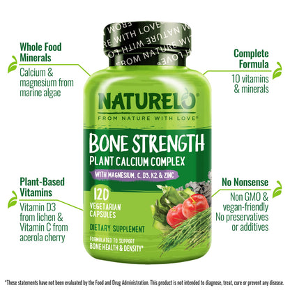 Naturelo Bone Strength Plant Calcium Complex, 120 Vegetarian Capsules - view 4