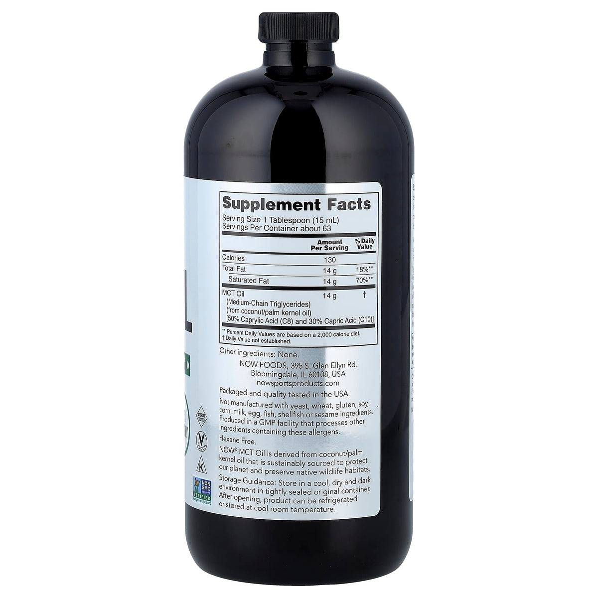 NOW Foods Sports MCT Oil, Unflavoured, 946 ml (32 fl oz) - view 2