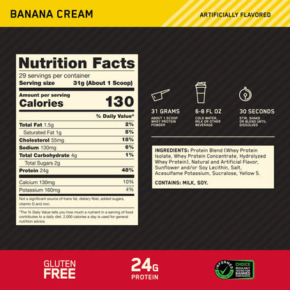 Optimum Nutrition Gold Standard 100% Whey Protein Banana Cream 907 g (2 lb) - view 3