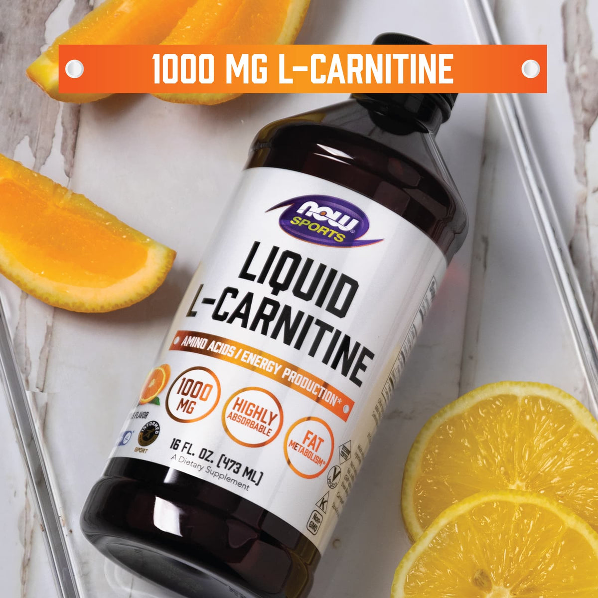 NOW Foods Sports Liquid L-Carnitine, Citrus, 946 ml (32 fl oz) - view 5