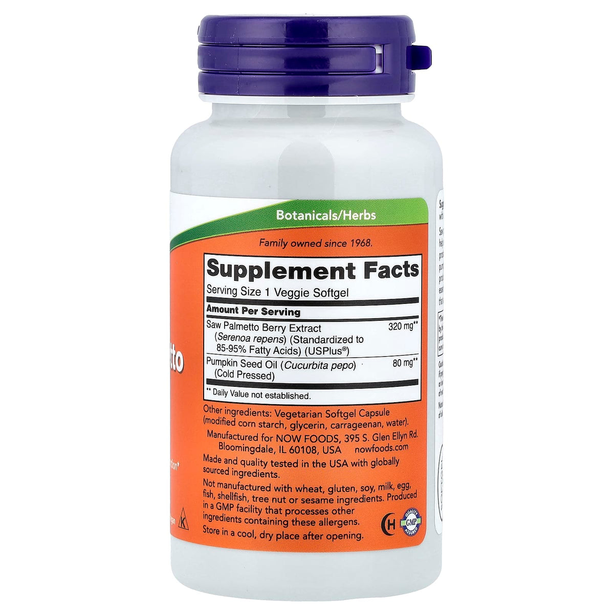 NOW Foods Saw Palmetto Extract with Pumpkin Seed Oil, 90 Veggie Softgels — alternate product view