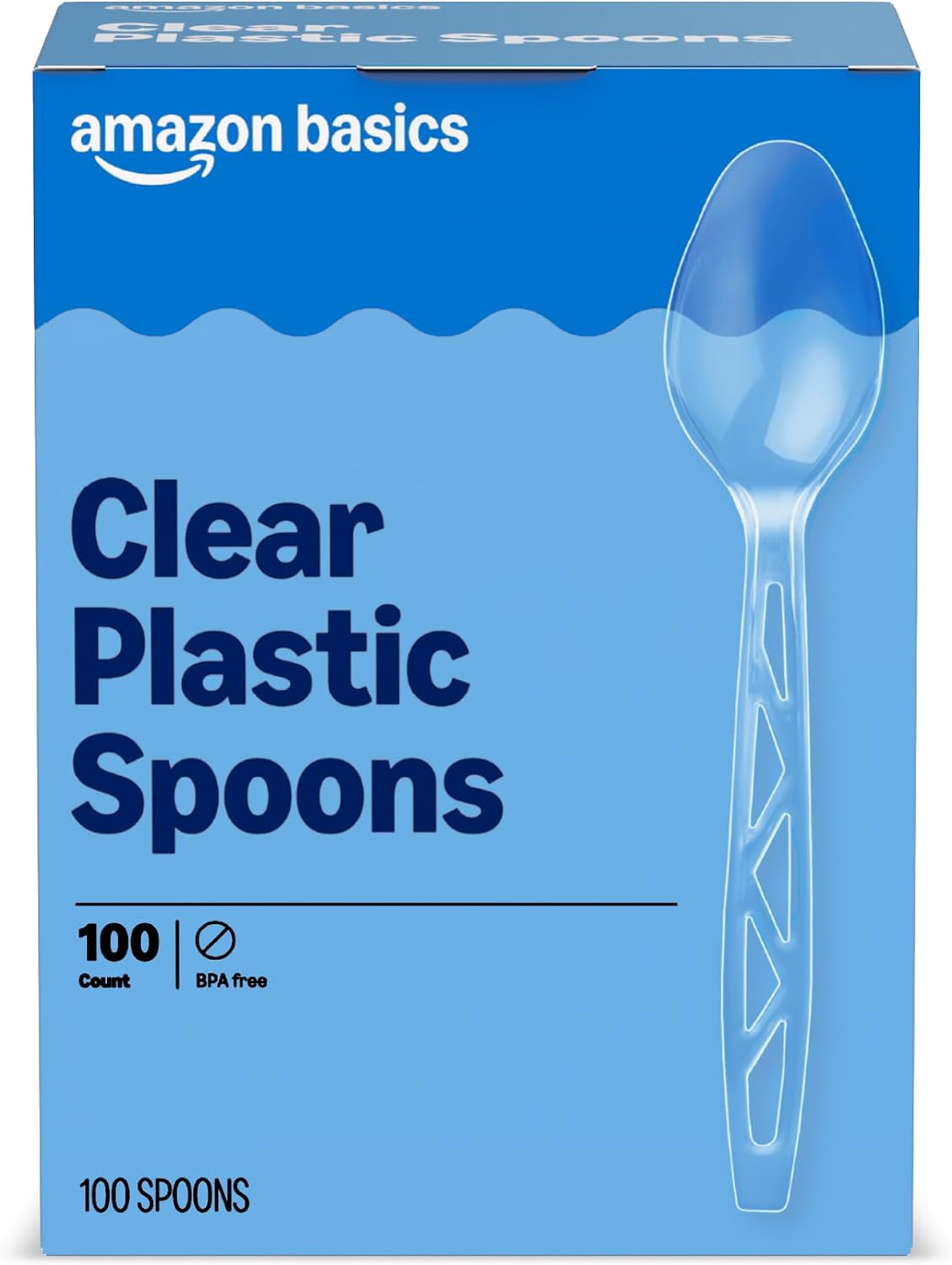Disposable Clear Plastic Spoons, Large Pack of 100