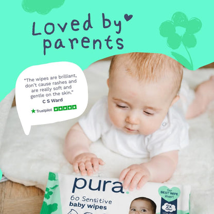 Pura Unscented Baby Wipes for Sensitive Skin with Aloe Vera, 600 Wipes - view 6